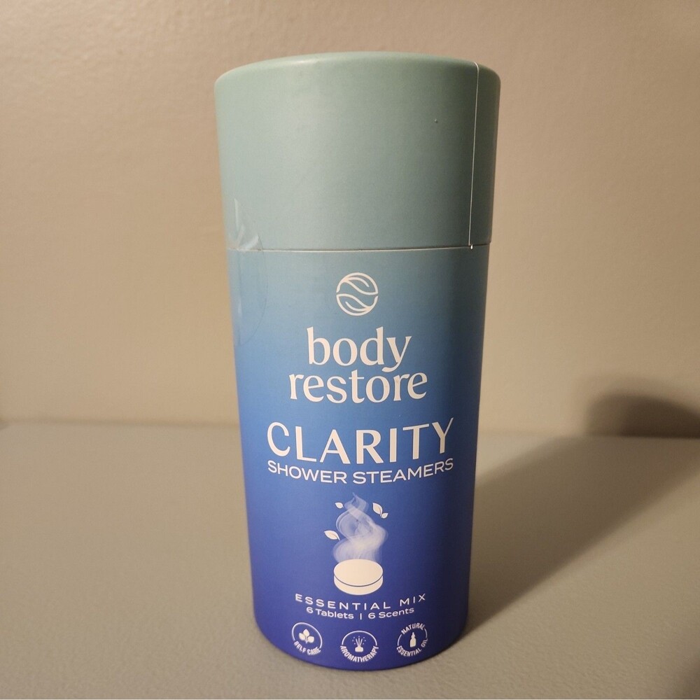 Body Restore Clarity Shower Steamers in Decorative Container 6 Tablets Scents